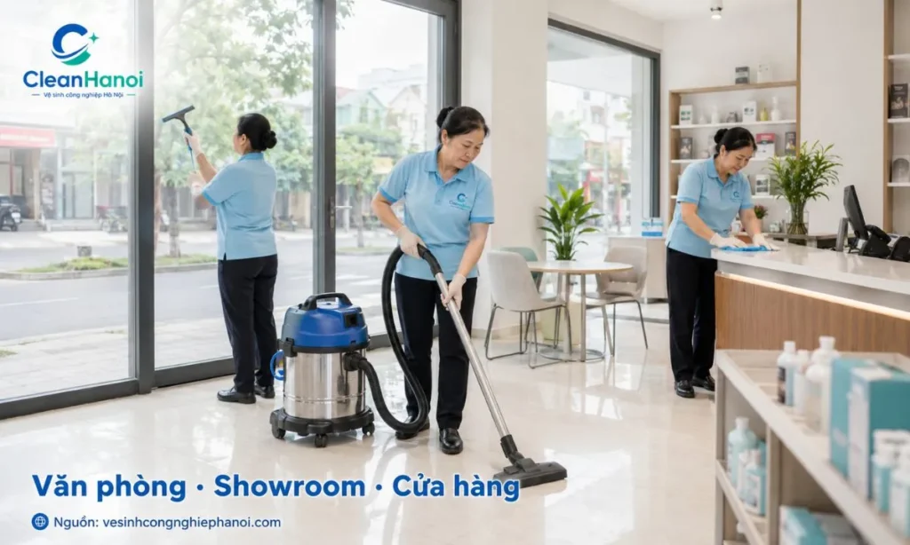 Vệ sinh văn phòng, showroom, cửa hàng tại Đông Anh