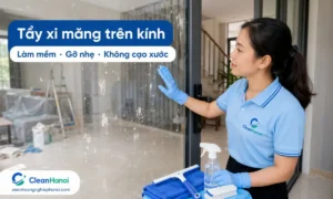 Hướng dẫn cách tẩy xi măng, vữa khô, nước xi măng và bụi mịn trên kính, cửa kính, vách kính, kính cường lực sau xây dựng bằng cách làm mềm vết bám, gỡ nhẹ và gạt kính đúng cách.