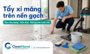 Hướng dẫn cách tẩy xi măng, vữa khô, nước xi măng loang trắng và bụi mịn trên nền gạch sau xây dựng, sửa nhà bằng dụng cụ phù hợp, hạn chế làm xước gạch, loang men hoặc hỏng ron.