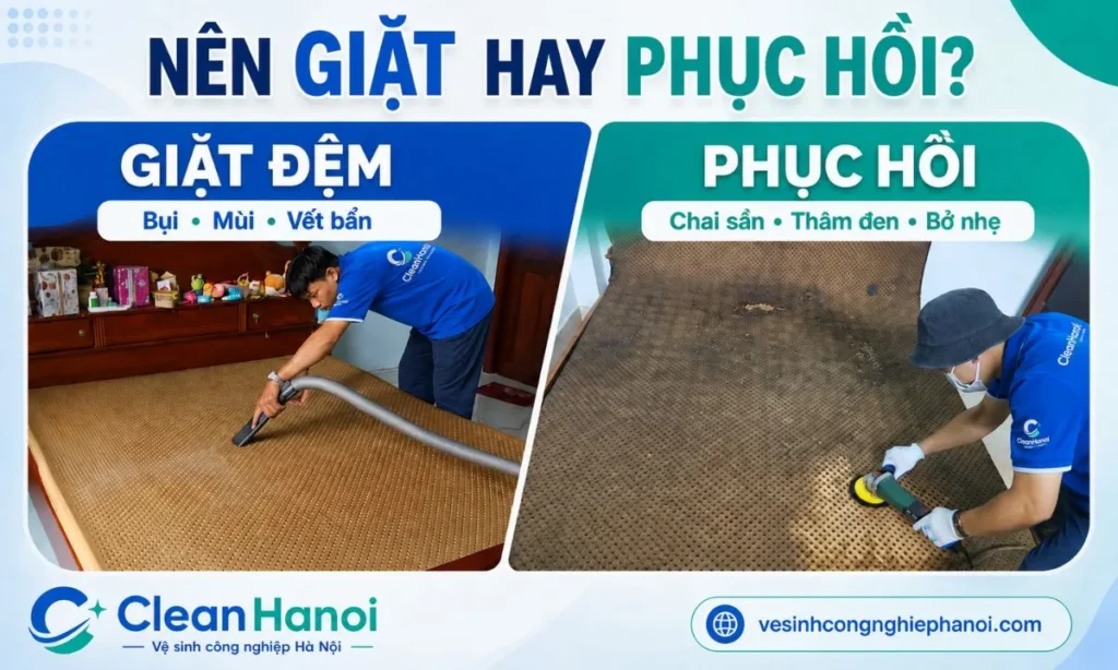 Phân biệt đệm cao su bị bẩn cần giặt và bề mặt chai sần cần phục hồi