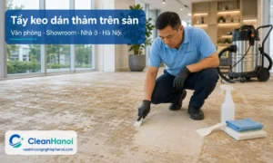 CleanHanoi nhận tẩy keo dán thảm trên sàn tại Hà Nội cho nhà ở, văn phòng, showroom, cửa hàng và mặt bằng sau cải tạo, xử lý keo vàng, keo đen, keo trắng, keo lâu ngày bị khô cứng hoặc nhớt.