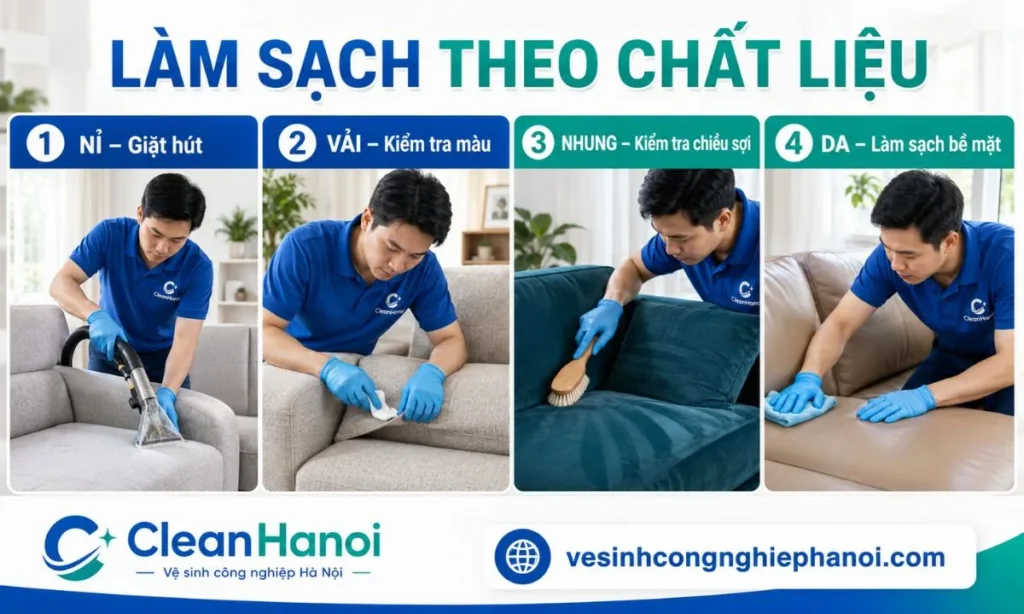 Phương pháp giặt sofa nỉ, vải, nhung và vệ sinh sofa da tại Thanh Trì