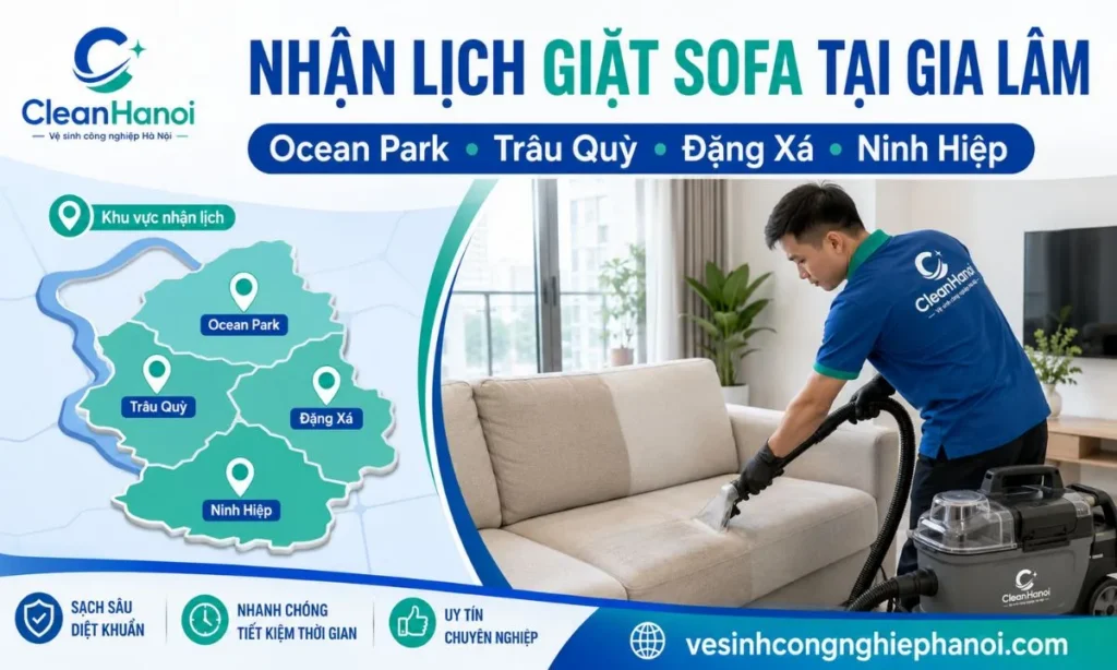 dịch vụ giặt ghế sofa tại Gia Lâm và các khu vực lân cận.