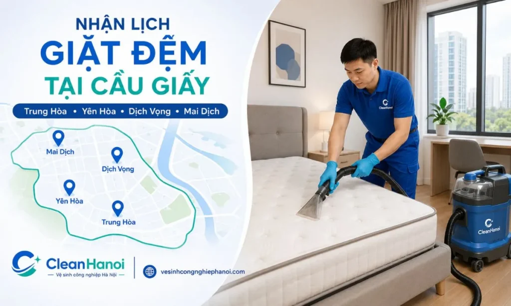 CleanHanoi nhận giặt đệm tại Trung Hòa, Yên Hòa, Dịch Vọng và Mai Dịch