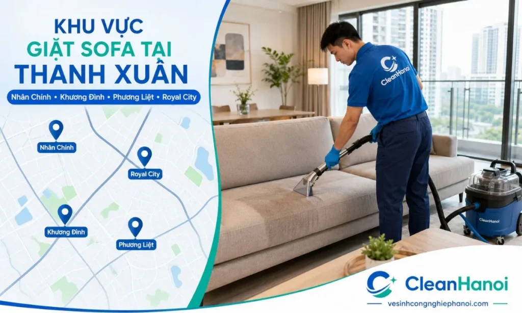 phạm vi nhận lịch giặt ghế sofa tại chung cư, nhà riêng, văn phòng và cửa hàng trong khu vực Thanh Xuân.