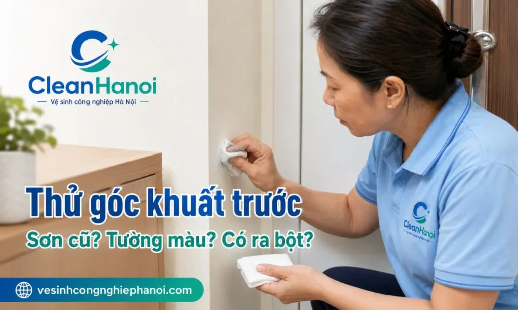 Trước khi lau tường sơn bị bẩn, cần kiểm tra loại sơn, màu tường, vết bẩn mới hay cũ, tường có ẩm mốc, bong tróc hoặc phấn hóa không, sau đó thử khăn ẩm hoặc dung dịch ở vị trí khuất.