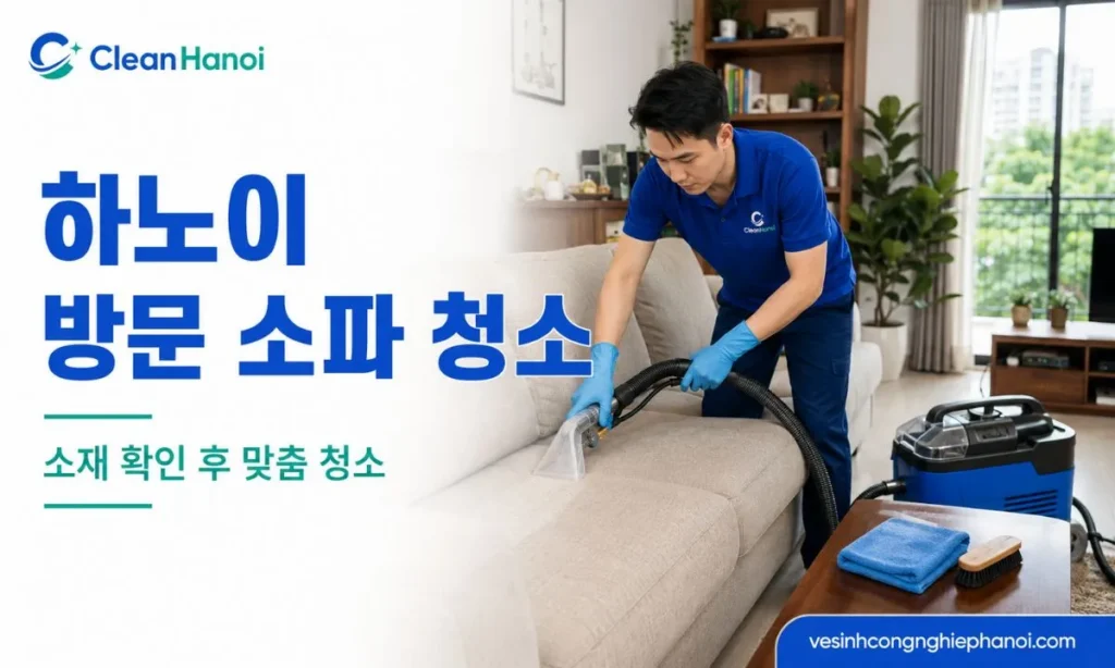 하노이의 아파트, 단독주택, 빌라와 사무실을 대상으로 패브릭, 직물 및 가죽 소파를 청소하는 CleanHanoi 방문 서비스입니다.