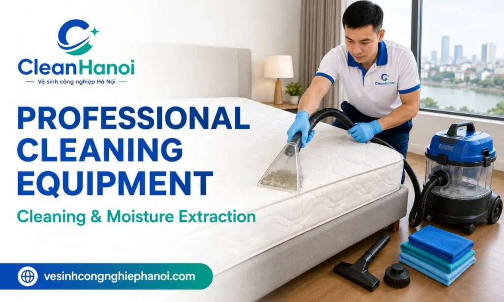 Professional mattress cleaning equipment is used to remove surface dirt and recover cleaning solution, dirty water and excess moisture when wet cleaning is suitable.