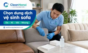 Hướng dẫn chọn dung dịch vệ sinh ghế sofa phù hợp cho sofa da, sofa nỉ, sofa vải, sofa nhung và sofa sáng màu để hạn chế loang màu, bết vải, xù nỉ, nứt da hoặc ám mùi hóa chất.