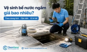 Báo giá vệ sinh bể nước ngầm phụ thuộc vào dung tích bể, số lượng bể, mức độ cặn bẩn, mùi nước, vị trí nắp bể và độ khó thi công thực tế.