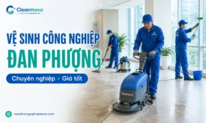 Nhân viên CleanHanoi vệ sinh công nghiệp tại Đan Phượng bằng máy chà sàn