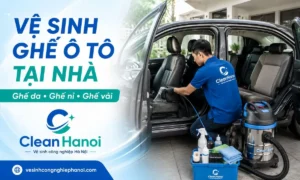 Kỹ thuật viên CleanHanoi vệ sinh ghế ô tô tại nhà Hà Nội
