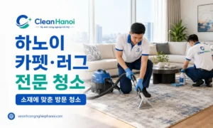 하노이의 아파트, 단독주택과 빌라를 방문하여 거실 러그, 장식용 카펫과 바닥 카펫을 전문적으로 청소하는 CleanHanoi 서비스입니다.