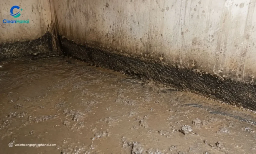 Bùn và cặn lắng trong bể nước ngầm tại Hoàn Kiếm