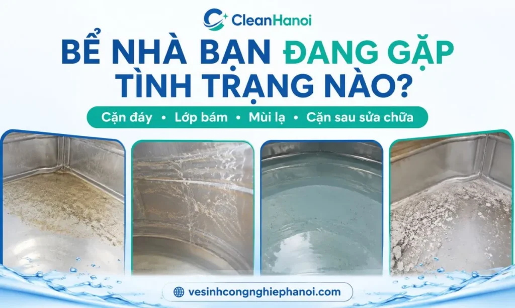 Bùn cặn và lớp bám thường gặp trong bể nước ngầm