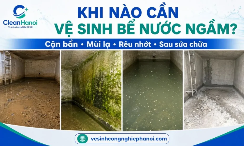 Dấu hiệu bể nước ngầm có bùn cặn rêu nhớt và mùi lạ