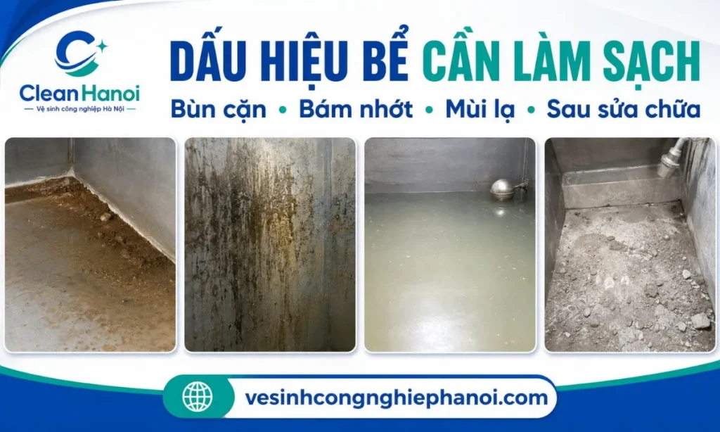 Dấu hiệu bể nước ngầm có bùn cặn và thành bể bám nhớt