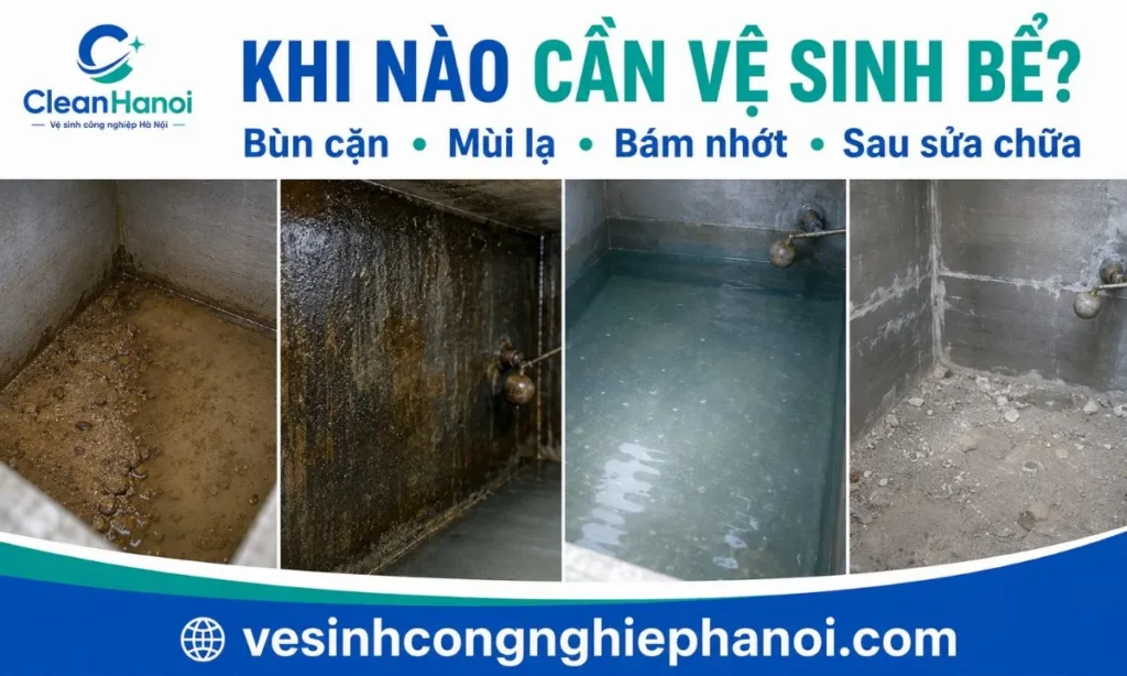 Dấu hiệu bể nước ngầm có bùn cặn rêu nhớt và nước bất thường
