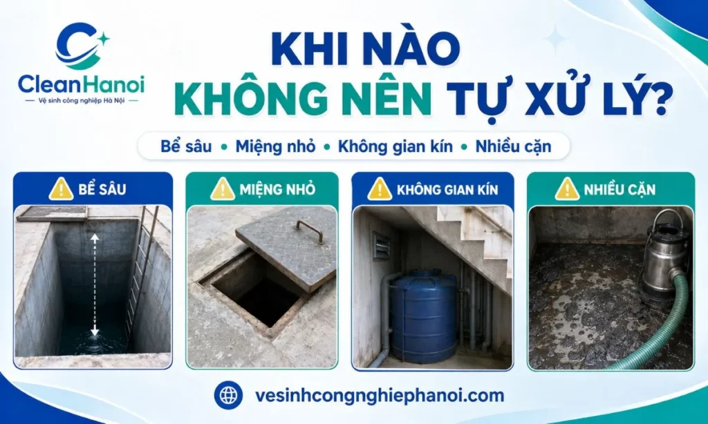 Các trường hợp bể sâu miệng nhỏ và khó tiếp cận không nên tự vệ sinh