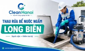 Nhân viên CleanHanoi thau rửa bể nước ngầm tại Long Biên